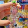 Beaded Keychain Macaron Color Beads Sparkling Mobile Phone Chain Bag Hanger with Transparent Colorful Pendants Anti-Lost Charm Accessories