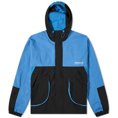 Originals FW22 Spliced Design Brand Logo Print Drawstring Hooded Windbreaker Men Windbreaker Blue Black H09053