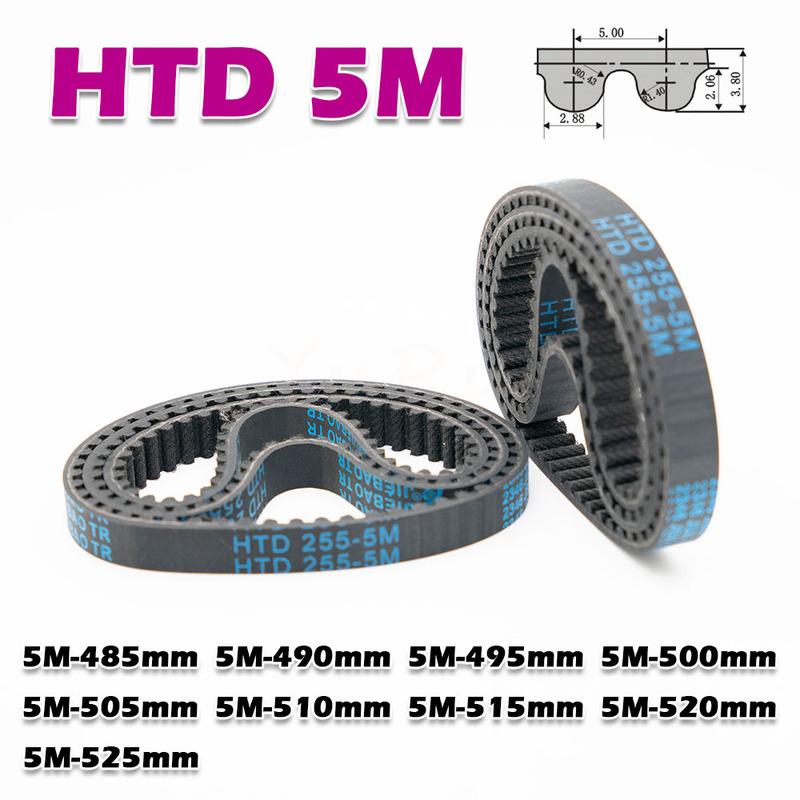 HTD 5M Rubber Transmission Closed Loop Timing Belt Perimeter HTD5M 485 490 495 500 505 510 515 520 525mm Width 10~50mm CNC Drive