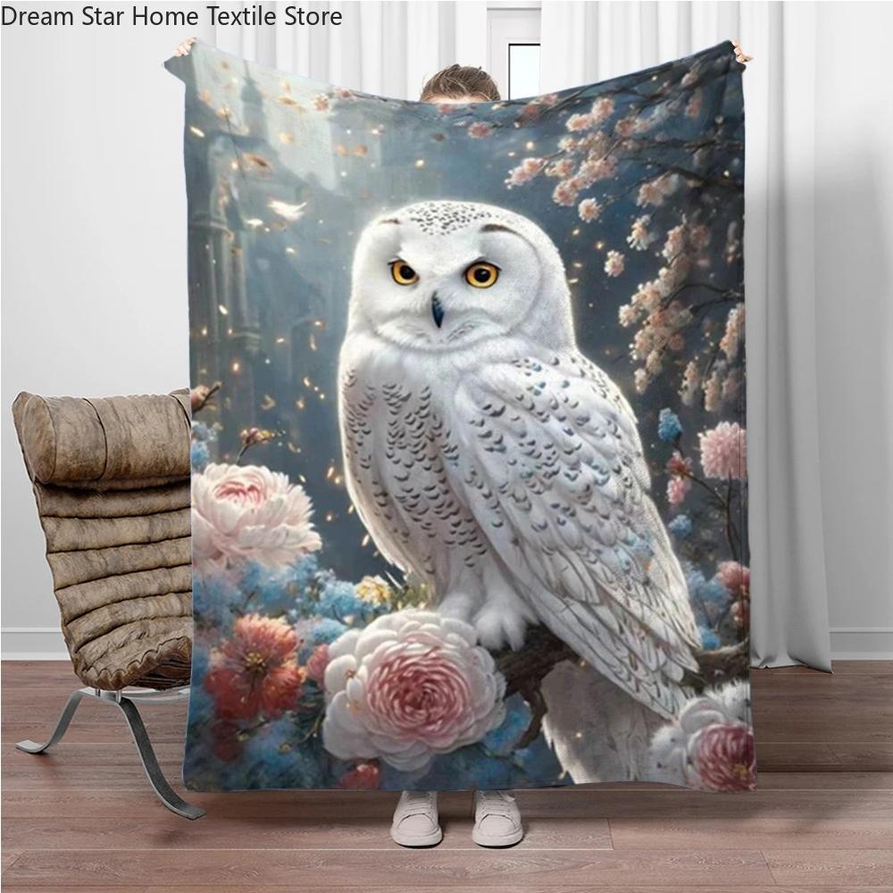 White Owl Flannel Blanket Children Warm Soft Blanket For Sofa Bed Cover Blanket Suitable For Birthday Souvenir Camping Gifts