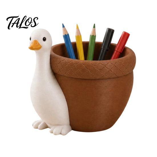Gift for Students Cute Goose Pen Holder, Large Capacity Compact Size Container, 3D Office Desk Accessories Print PLA Stationery Organizer Pens
