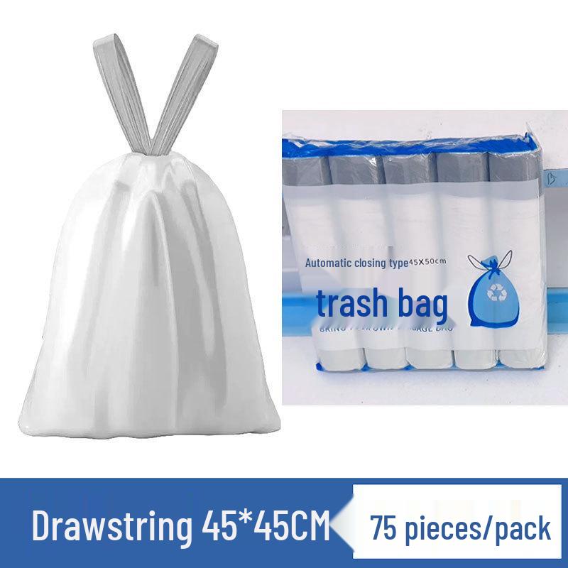 Large White Kitchen Trash Bags with Drawstring Handles - Thick, Disposable Plastic for Home Use
