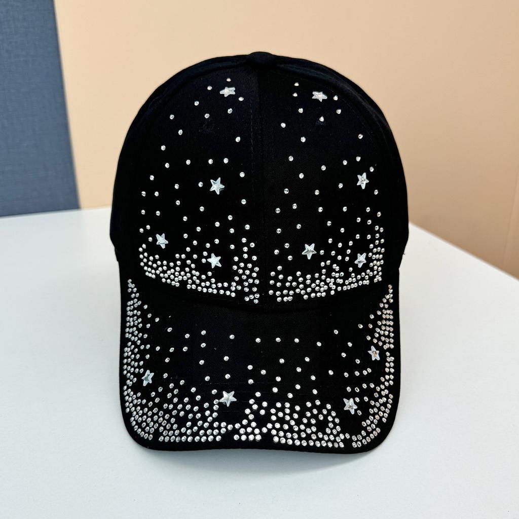 Spring and summer gypsy star rhinestone hat can be worn in all seasons, fashionable and simple baseball cap, female travel show face small cap