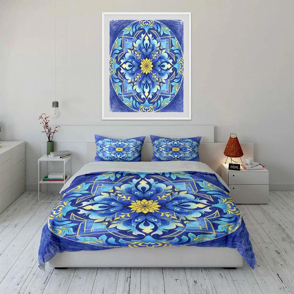 Colorful Mandala Decoration Set Soft Comfortable Duvet Cover Bedding Set Included 1*Duvet Cover & 2*Pillowcases Gift