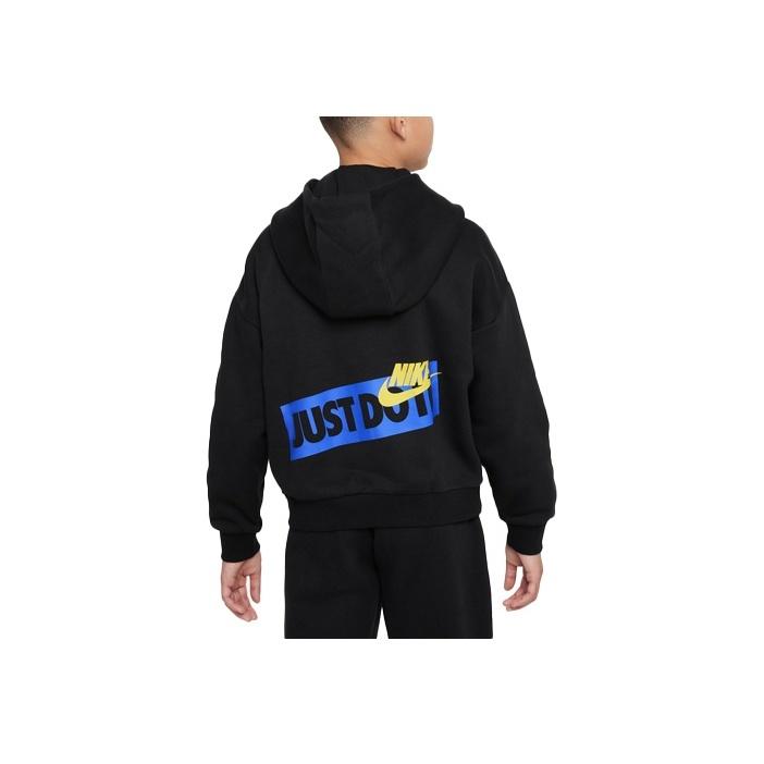 Nike Solid Color Hooded Long Sleeve Sweatshirt Kids tops Black DX5142-010