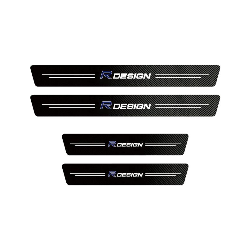 1/4/5Pcs Car Door Sill Scuff Plate Decor Carbon Fiber Stickers For Volvo S80 V70 C30 XC60 S60 XC90 XC40 FH500 V50 V60 V40 FH16 R