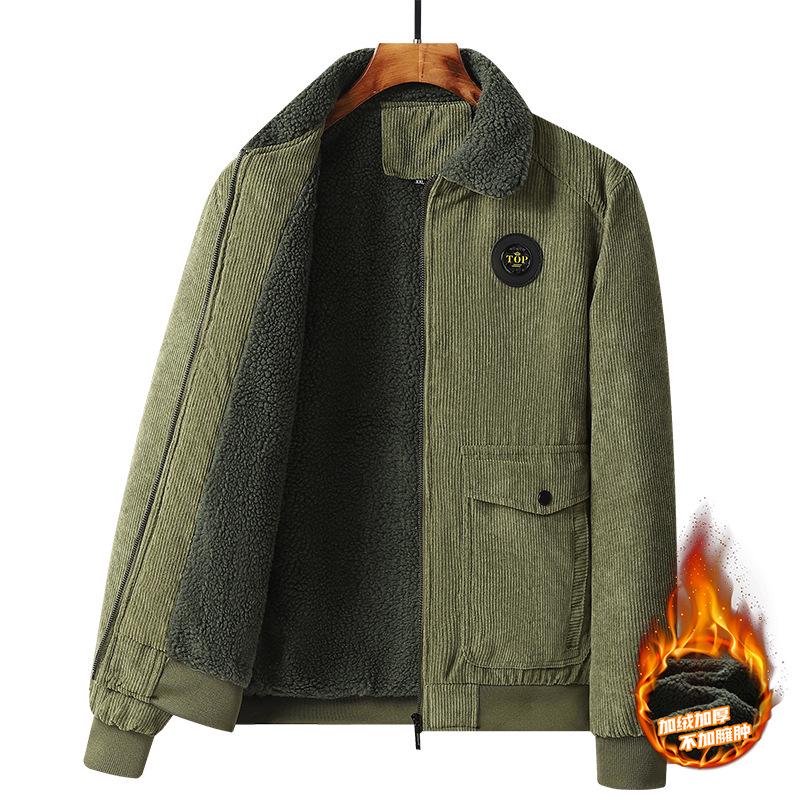 Winter 2025 Men's Lambswool-Lined Corduroy Workwear: Fashionable, Casual, Loose, and Warm Cotton Apparel