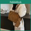 Large Capacity Pu Tote Handbag With Solid Color Suede Design For Casual City Outings