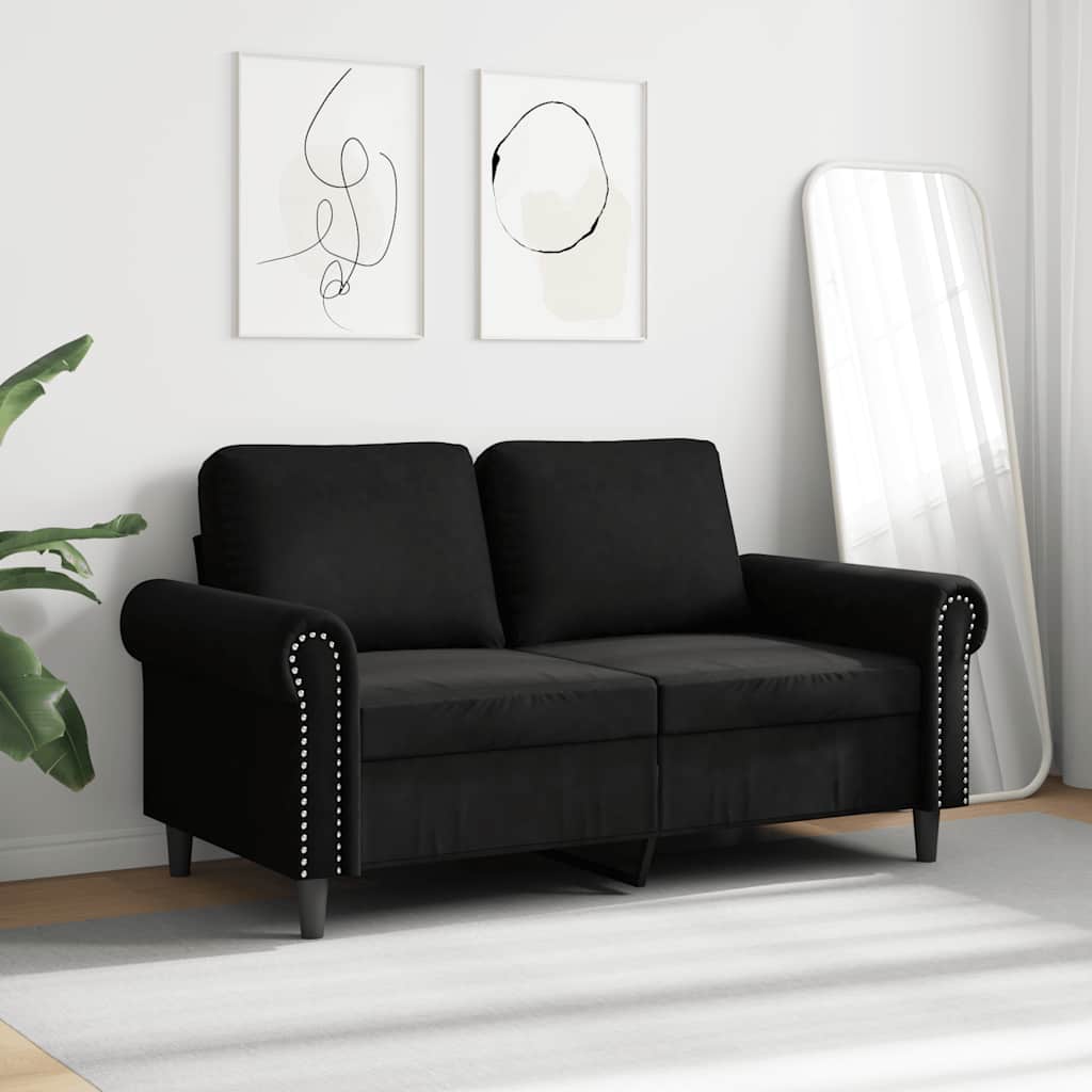 Vidaxl 2-Seater Sofa, Black, 120 Cm, Upholstered In Velvet