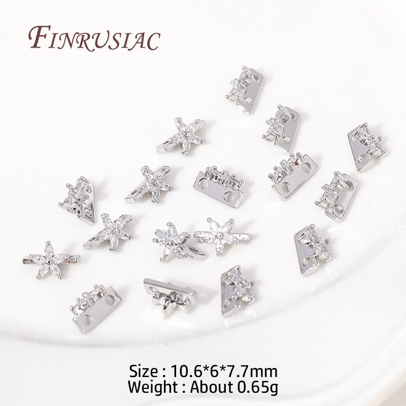18K Gold Plated Multi-designs Zircon Flower Spacer Bars 2/3 Holes Separators for Strand Beads Jewelry Making Accessories