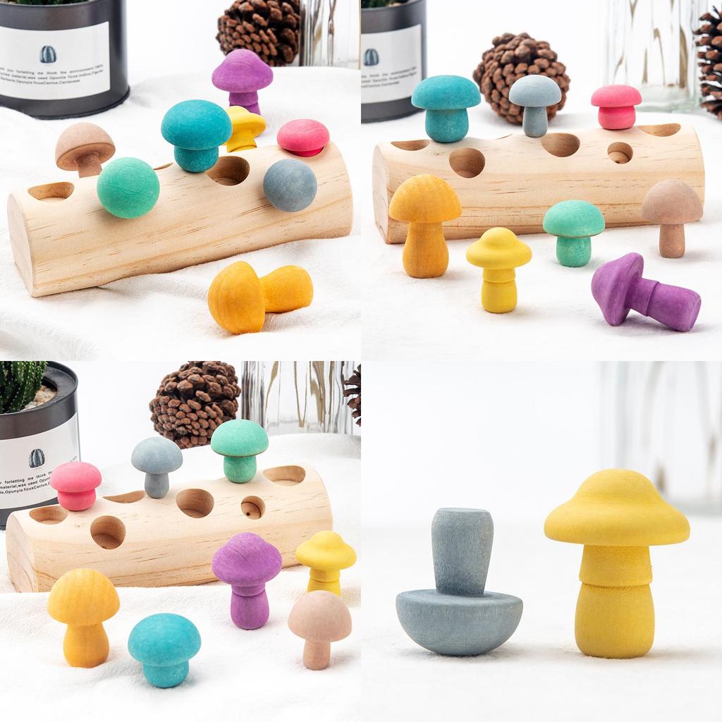 Wooden Mushroom Picking Game For Early Education And Focus Training