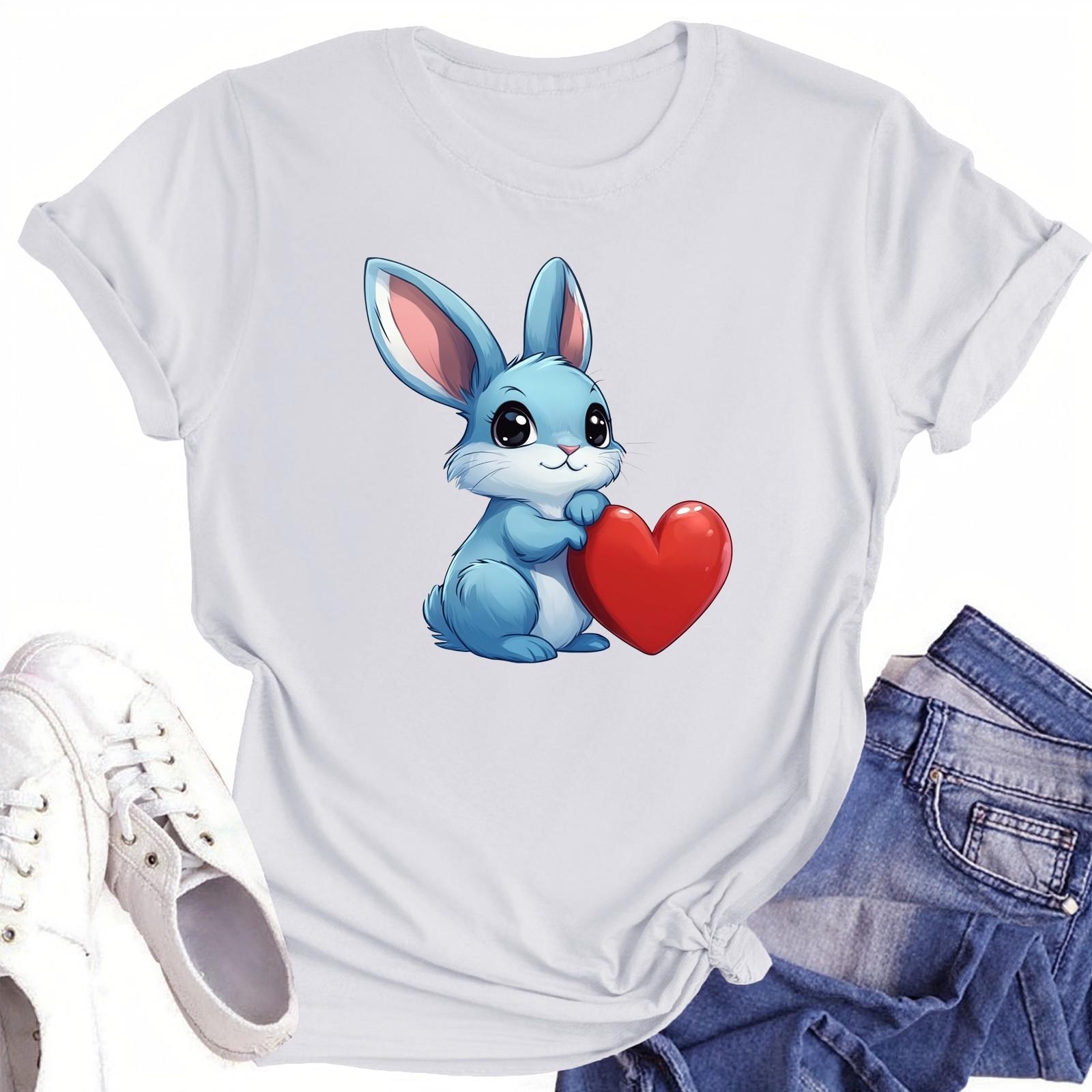 

Жіноча повсякденна футболка з круглим вирізом і короткими рукавами XL білий