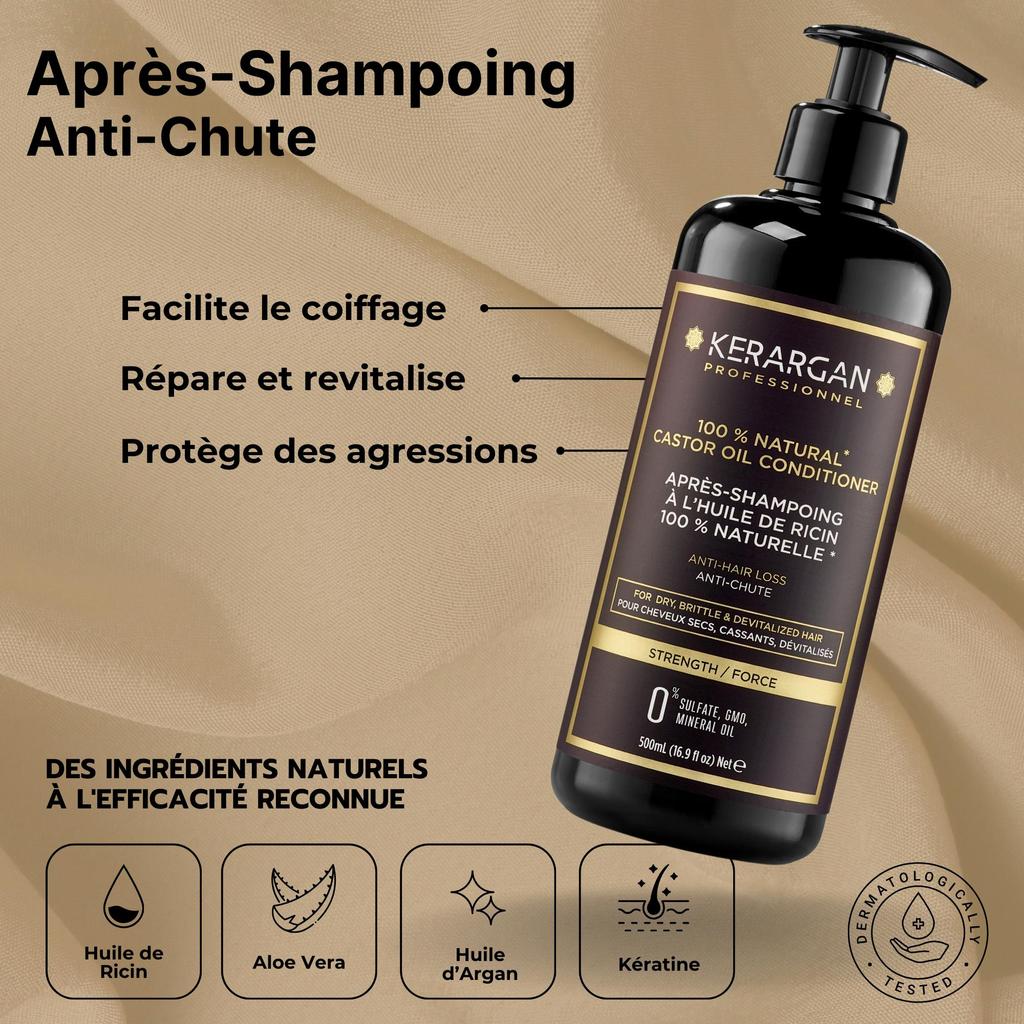Kerargan Komplettes Anti-Haarausfall-Set mit Rizinusöl – 2200 ml