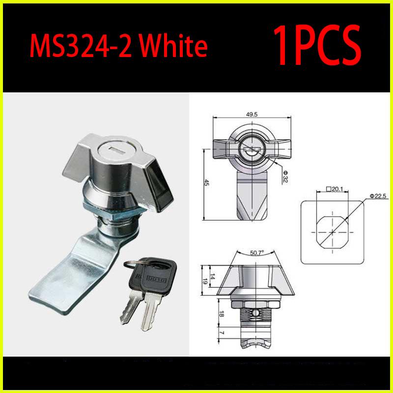 MS324-2 Butterfly Tongue Lock Industrial Machinery Equipment Electrical Cabinet Door Lock Toolbox Various Switch Cabinets Locks MS324-2 White