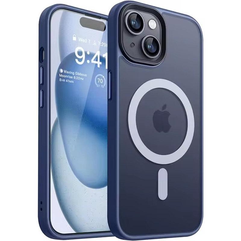 

Розкішний гібридний матовий твердий чохол Magnetic For Magsafa для iPhone16 15 14 Plus 16 15 14 13 12 11 Pro Max Silicone Soft Shell Clear Frosted Cover iPhone 12 Pro Max темно-синього кольору