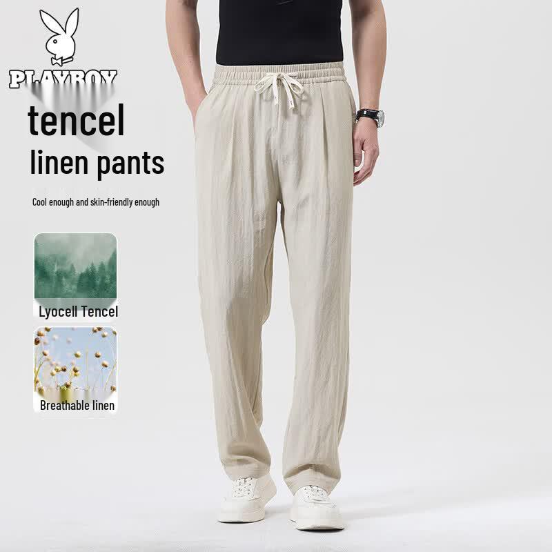 Playboy Men s Summer Tencel Linen Casual Pants L
