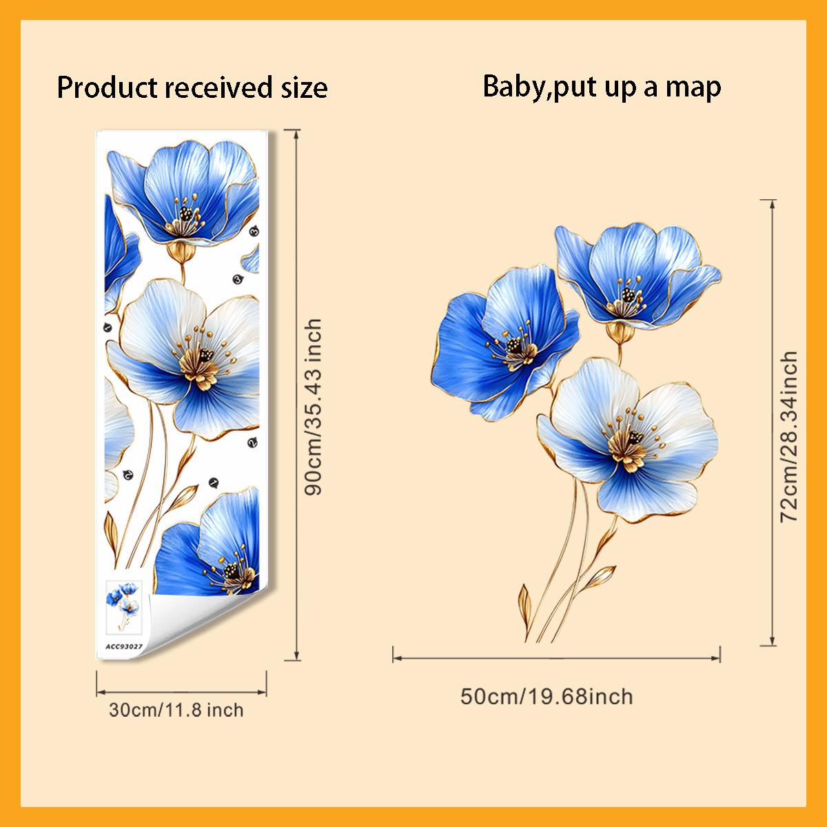 Креативная синяя цветочная наклейка на стену самоклеящаяся детская комната гостиная украшение стены домашний декор 30x90cm разноцветный