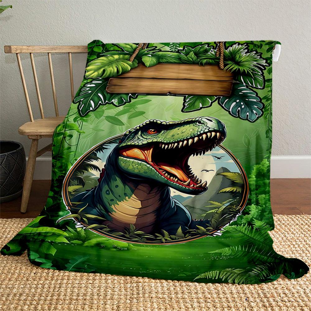 1PC dinosaur jungleOutdoor Flannel Blanket - Soft Plush Decor for Picnics, camping, Bedroom, Playroom, Office, or Lunch Break 1373A