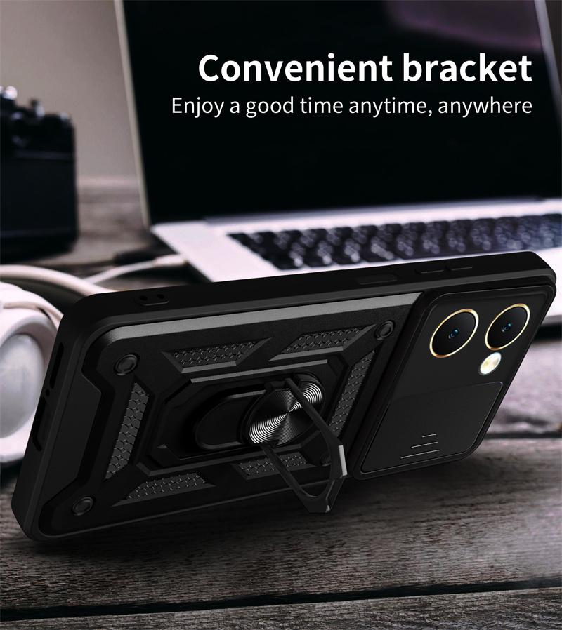 For Vivo Y03 4G Case Slide Lens Camera Protection Back Capa For Vivo Y03 4G  Y 03 VivoY03 Cover Magnetic Ring Holder Armor Funda