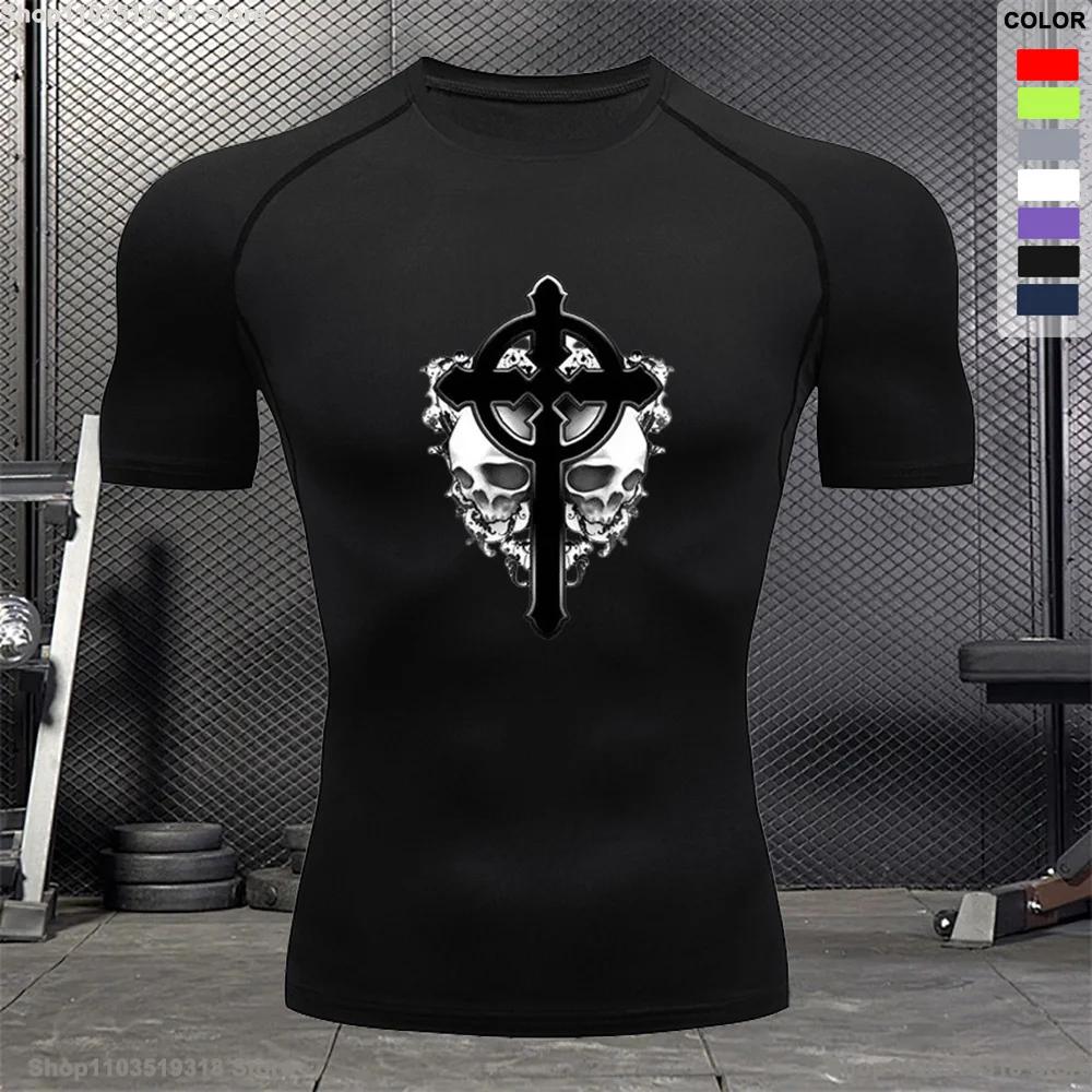 Bodybuilding Gym Outdoor Running Compression T-shirt Men's Summer Tight Breathable Short-sleeved Sports Quick-drying Top S-3XL