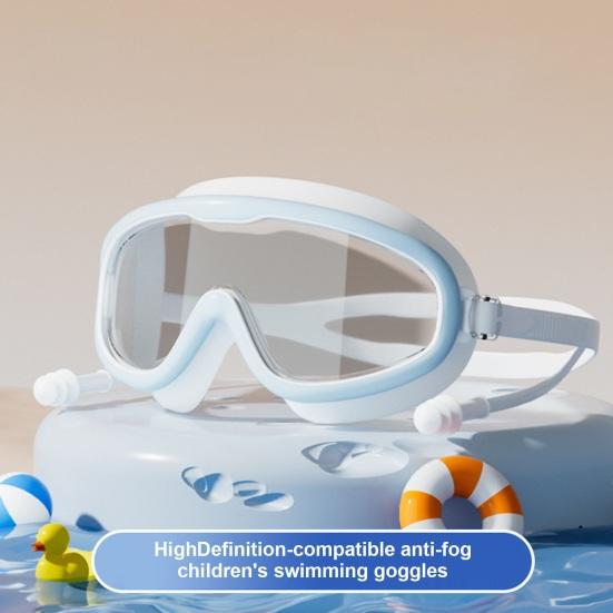 Kids Swim Goggles with Nose Clip Waterproof No Leakage UV Protection Clear Lens Boys Girls Silicone Goggles Scuba Diving Snorkeling