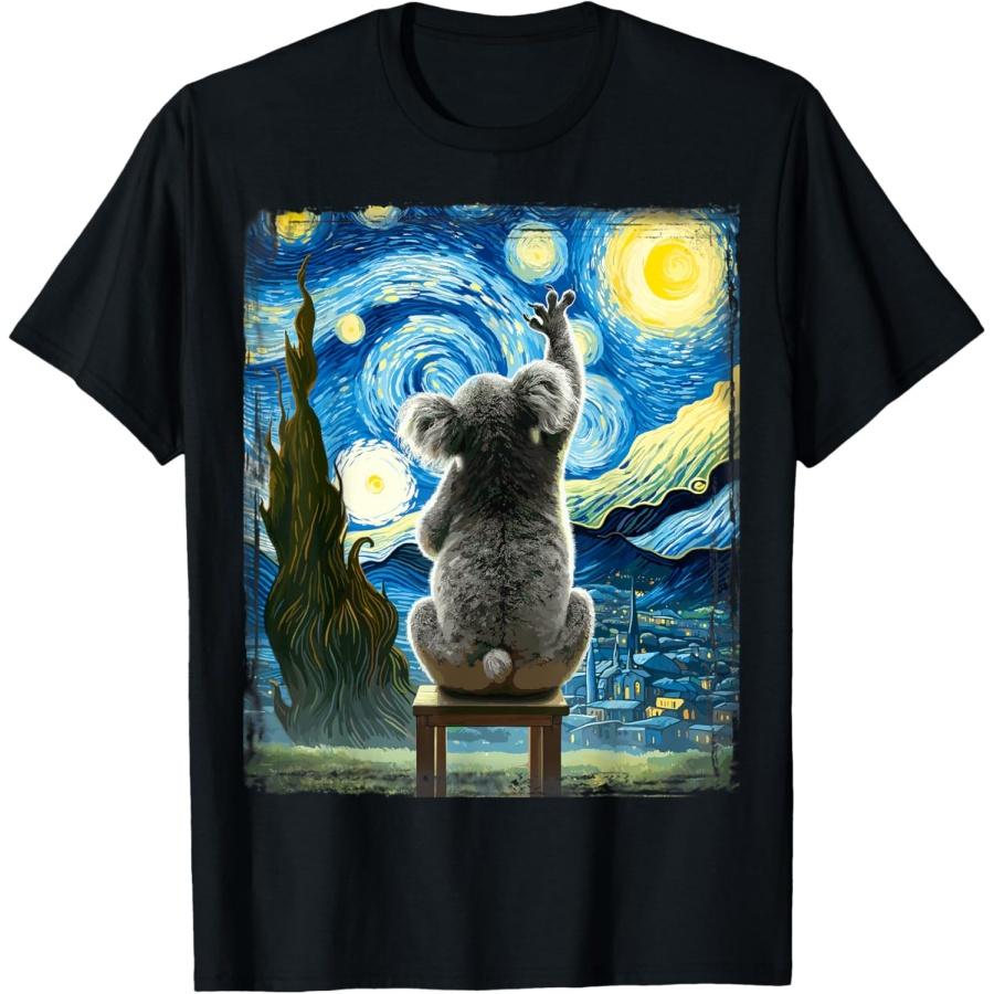 Koala Bear Shirt Van Gogh Style Starry Night Artistic Koala T-Shirt XXXXXL чёрный