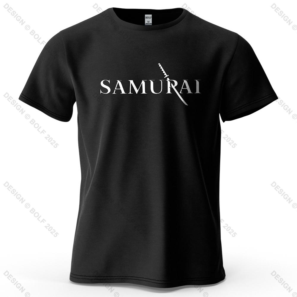Samurai Sword Sharp Printed Men's T-Shirt 100% Cotton Oversized Martial Arts Fashion Graphic Tees for Women Tops Tees Streetwear