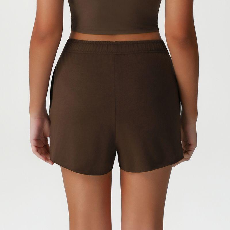 

High Waist Loose Track Sweatpants Pocket Casual Running Workout Shorts Outdoor All-Matching Yoga Hot Pants Fashion Tape New Brown XL (62.50 kg-67.50 kg recommended