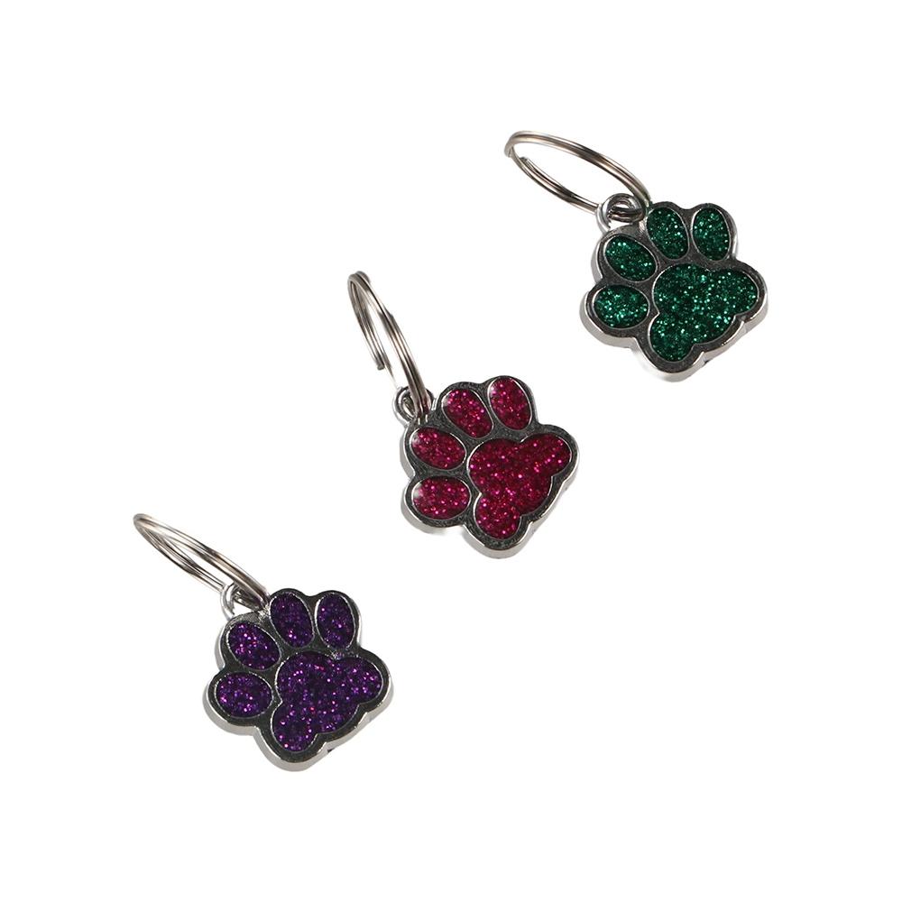 Anti-Verlust Hunde Katzen Anhänger Katze Hund Pfotenabdruck Haustier Halsband Anhänger Haustier Glitzer Anhänger Welpe