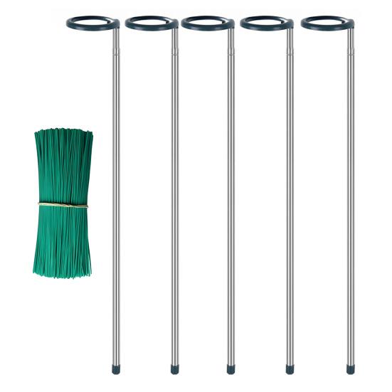 

5 шт. Раздвижные колышки для поддержки растений Алюминиевый сплав Держатель стебля растения Регулируемые томатные колышки с подвязками для амариллиса, монстеры, овощей S