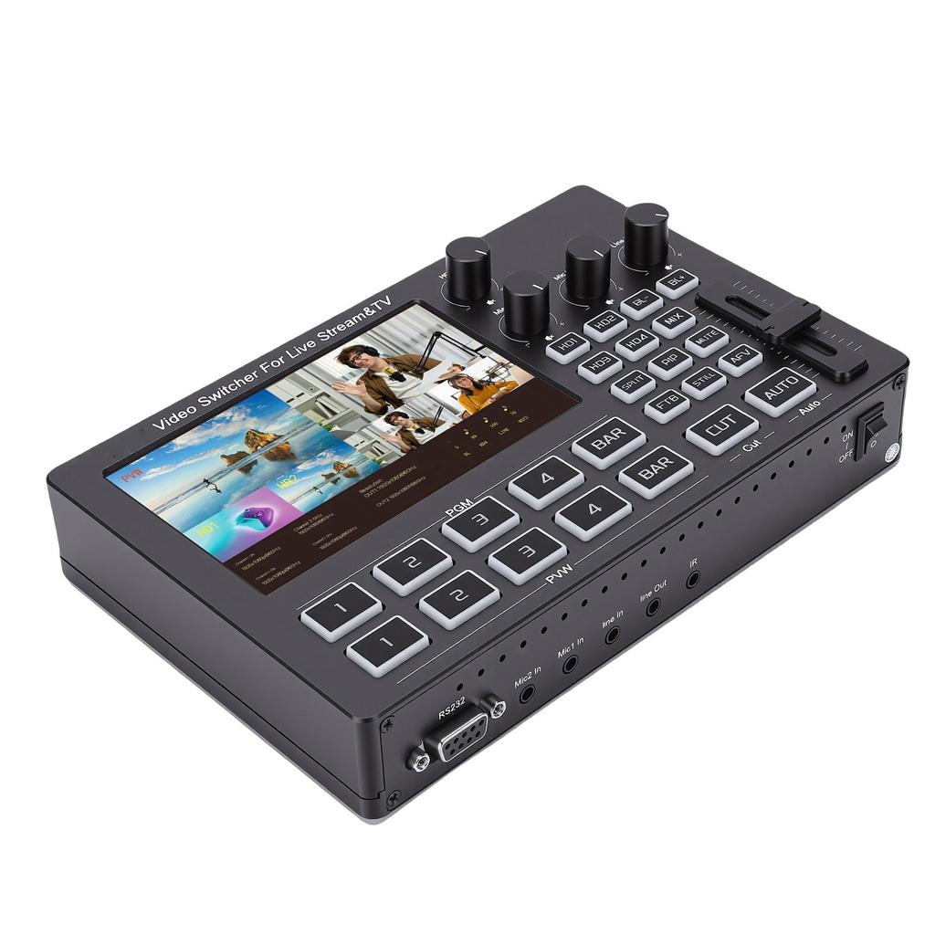 1080P Video Switcher 5 Inch Screen OSD 4 Channel HD Multimedia Interface Live Stream Switcher for Multi Camera