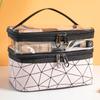 Double-layer cosmetic bag, large capacity and multi-function, multi-layer women's portable travel makeup and skin care product storage, toilet bag.
