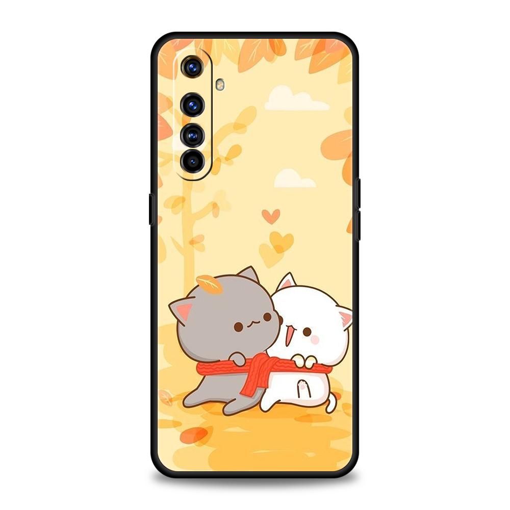 Peach And Goma Cat Phone Case for Realme 8 9 Pro Plus 8i 9i 6 7 GT2 C21 C25 C3 C11 11 Pro 5G Plus Shockproof Silicone Shell Bags