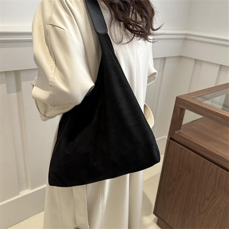 Damen Tasche aus Kunstwildleder, Mode Einfach Große Kapazität Koreanische Version Trendig Lässig Schulter Achseltasche Einfarbige Retro Tragetasche