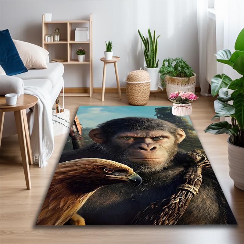 Ape Monkey Portrait Carpet, Non-slip Office Chair Rug, Digital Print Home Area Rug, Unique Festival Decorations