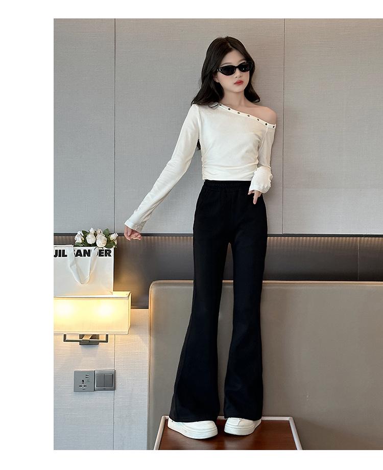 2025 Autumn/Winter Fashionable Elastic Flared Pants for Girls