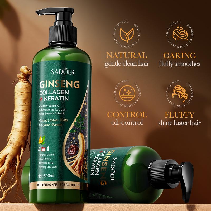 Szampon z Żeń-szeniem i Kolagenem 500ml Puszysty Szampon Oczyszczający Regulujący Sebum Produkty do Pielęgnacji Skóry