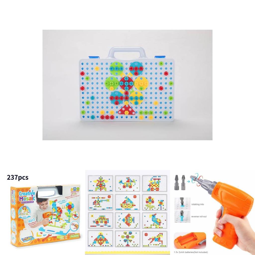 Fesselndes DIY Elektrische Bohrmaschine Schraubenmontage Puzzle Baustein Lernspielzeug für Kinder