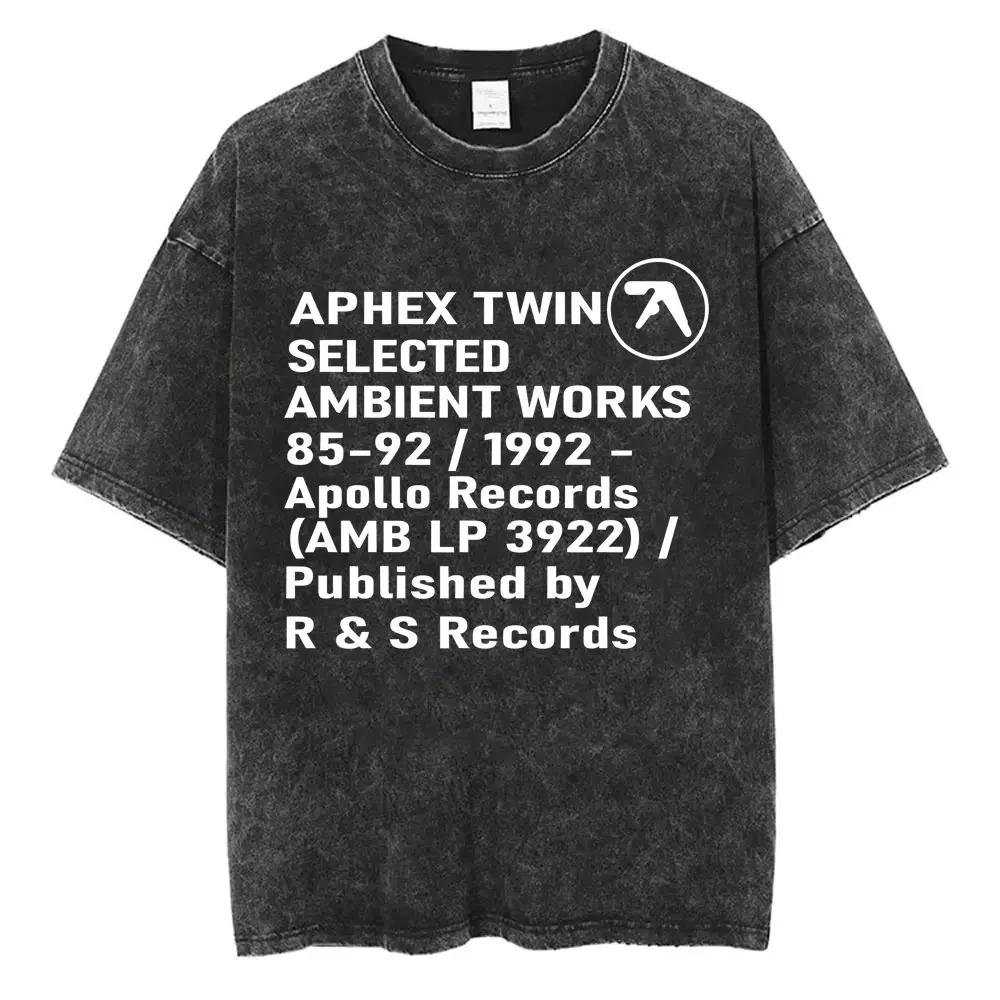 2026 Y2k T-Shirt Herrenbekleidung Neu im Top & T-Shirts Unisex-T-Shirt Gewaschen Vintage Aphex Twin Selected Ambient Works Buchstabendruck