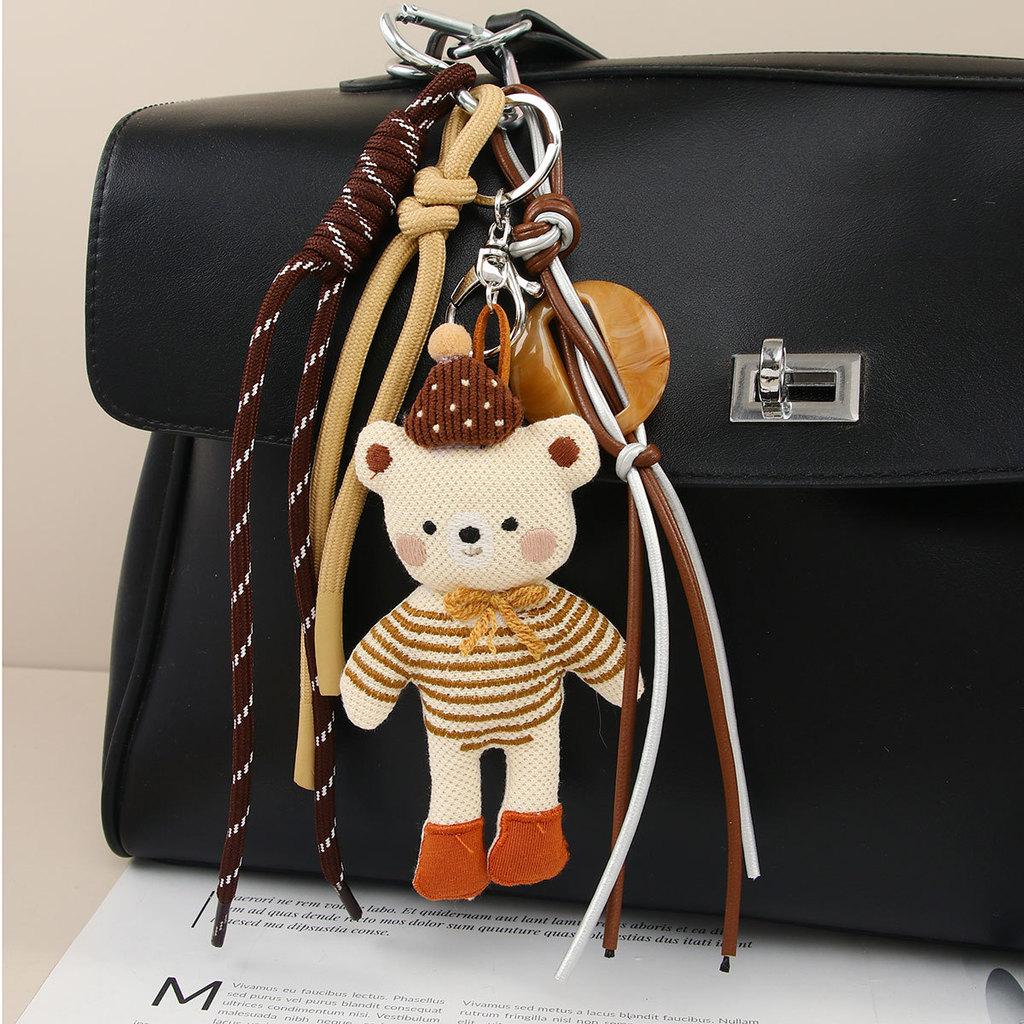 Cute Cartoon Bear Keychain With Mixed Material For Bag And Key Accessory