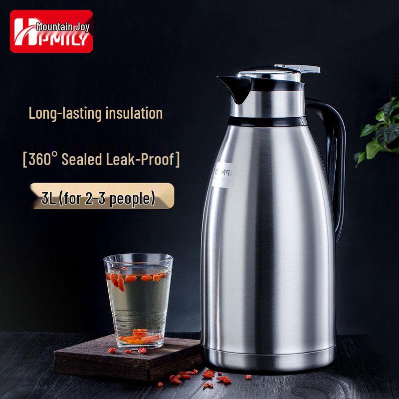 HPMILY 3L 304 Stainless Steel Press-Type Thermos