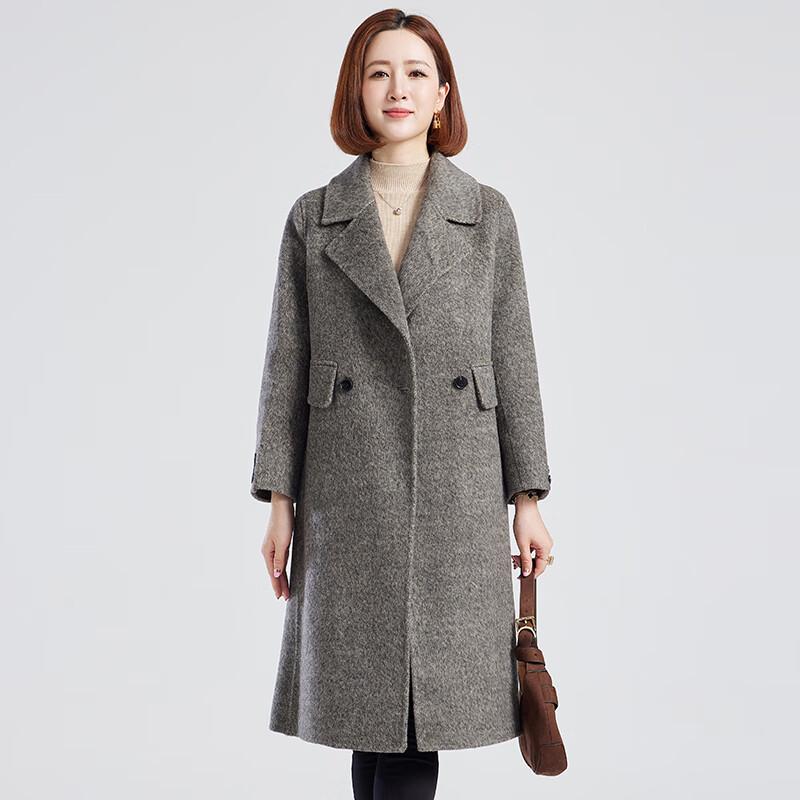 

Женское пальто миди с лацканами Fengmao из 100% шерсти L