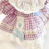 Purple Gingham Check Frill Dress for 10cm Plush Toy, Kigurumi, Accessories, Otaku, Doll, Mascot, K-Pop Doll, Costume [Used]