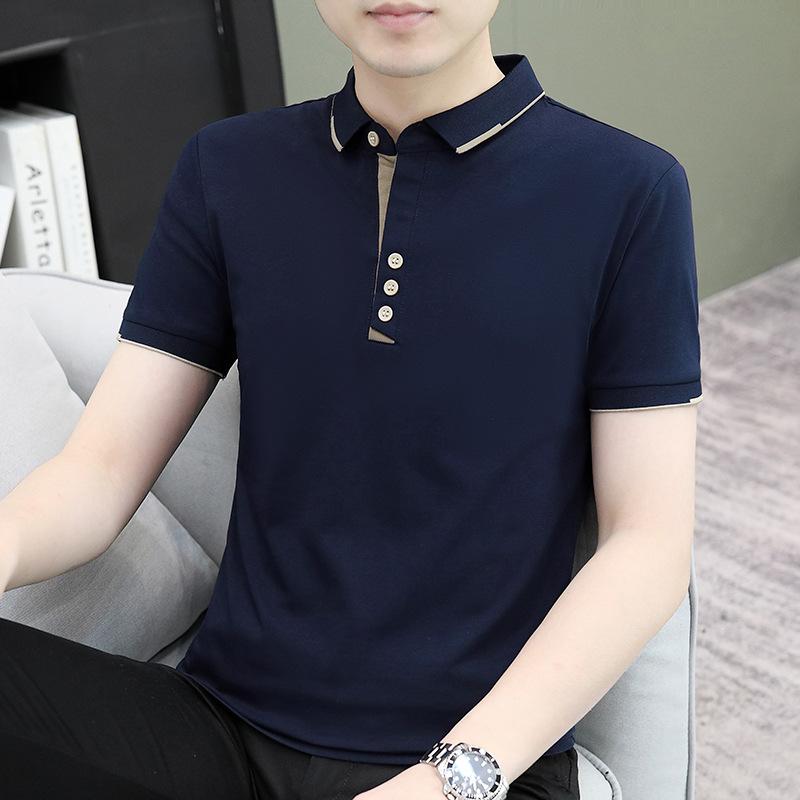 Tricou polo pentru bărbați Tricou cu mânecă scurtă pentru bărbați Top casual din bumbac pur, confortabil și respirabil