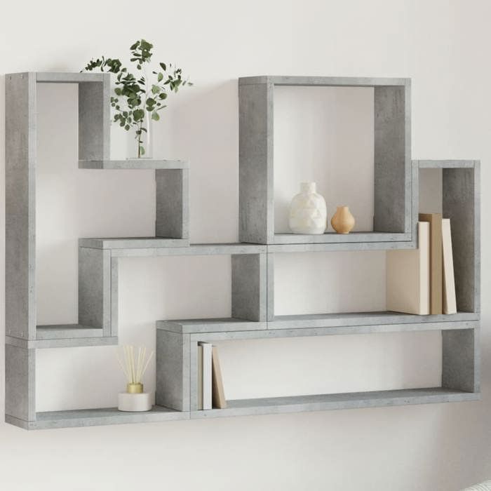 VidaXL Wall Shelf Concrete Grey 96x12x64 Cm Engineered Wood, Cube Wall Shelf, Cube Organizer, Floating Shelf, 840803