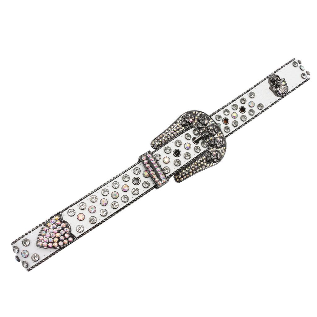 BB Belt European and American Dark Carved Buckle Rhinestone Inlay Belt Ins Sequin Punk Hip-hop Rivet Decorative Belt