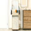 Standing Mirror with Wheels - Clothes Rack, 4 Hooks Shelf MDF Walnut Look