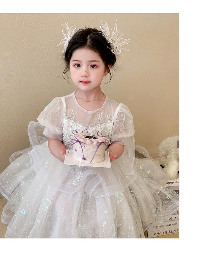 Girls' Dress, Summer New Style, High-end and Western-style, Children's White Birthday Dress, Princess Dress