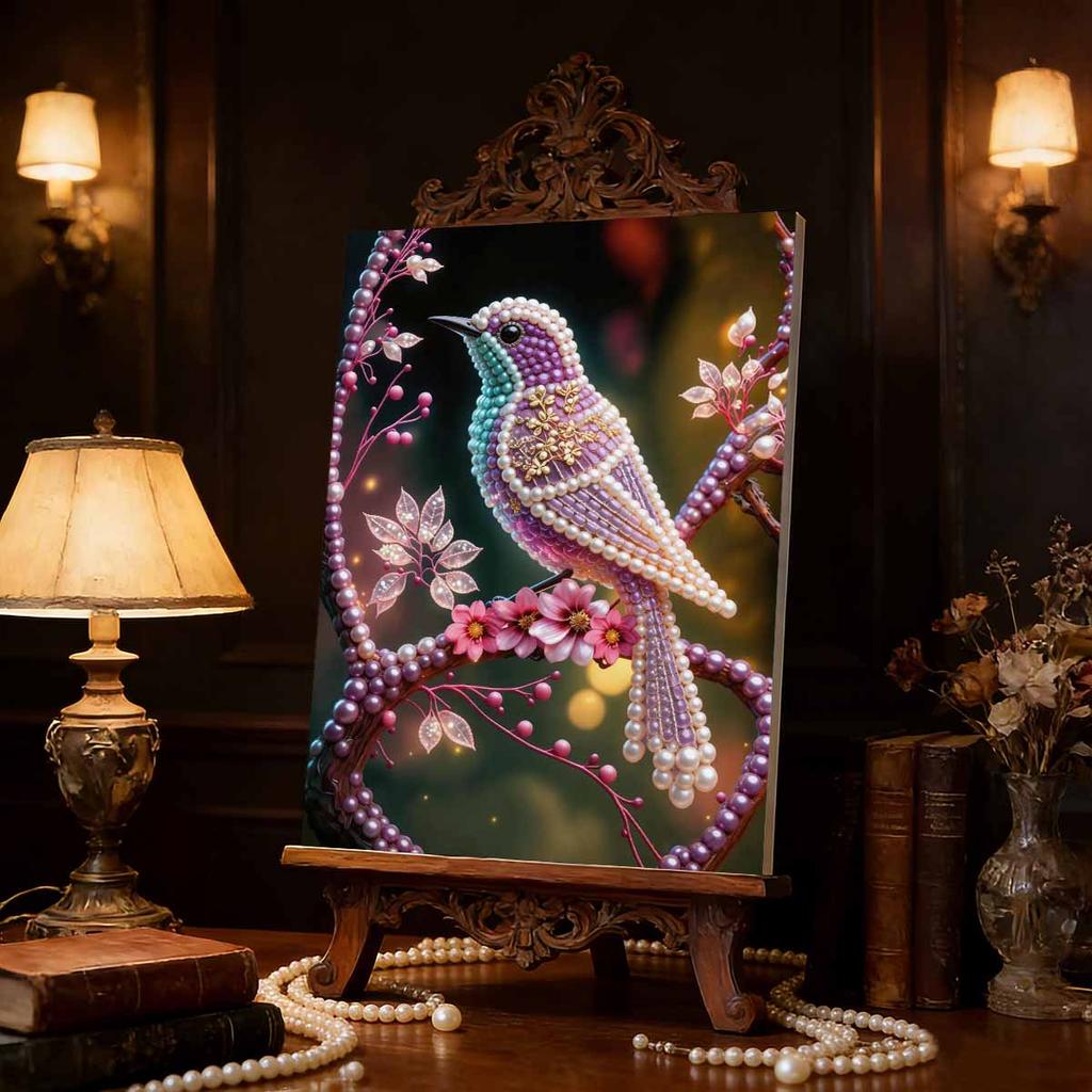 5D DIY Frameless Pearl Painting The Little Bird Pattern Painting Kit, Suitable for Home Living Room Bedroom and Other Wall Decoration Art Paintings