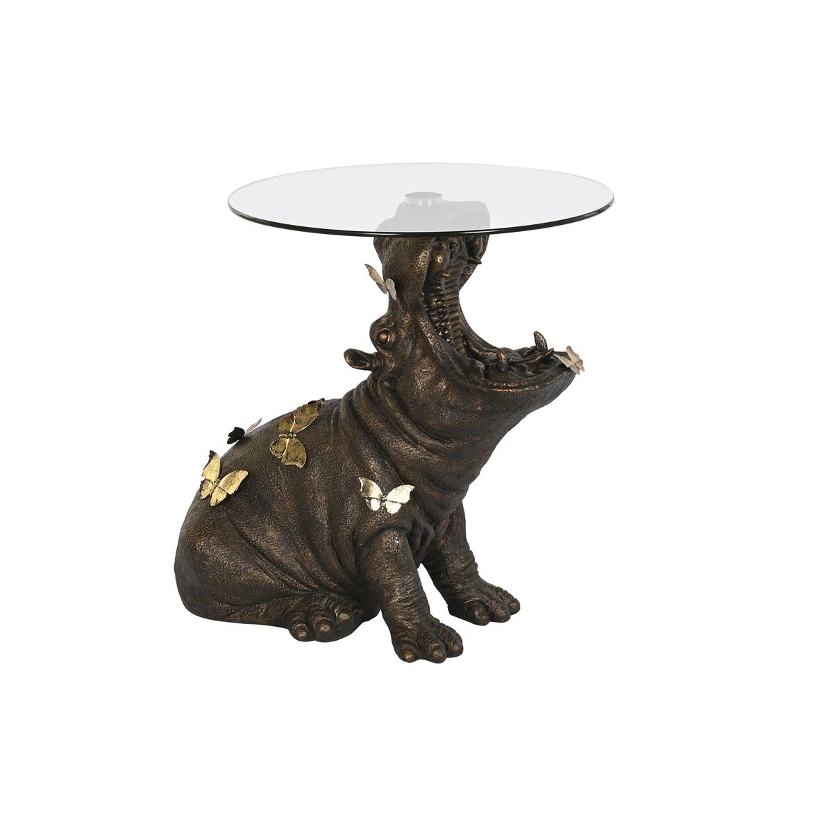 

Приставной столик DKD Home Decor Черное золото Смола Стекло 60 x 49 x 58 см